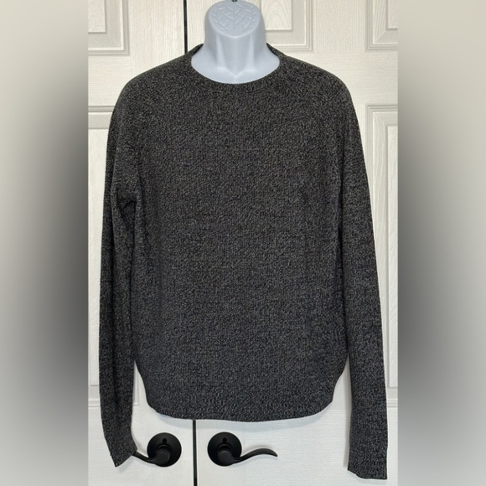 Nordstrom Men’s Shop Black White Marled Crewneck Sweater Size M Cotton Blend